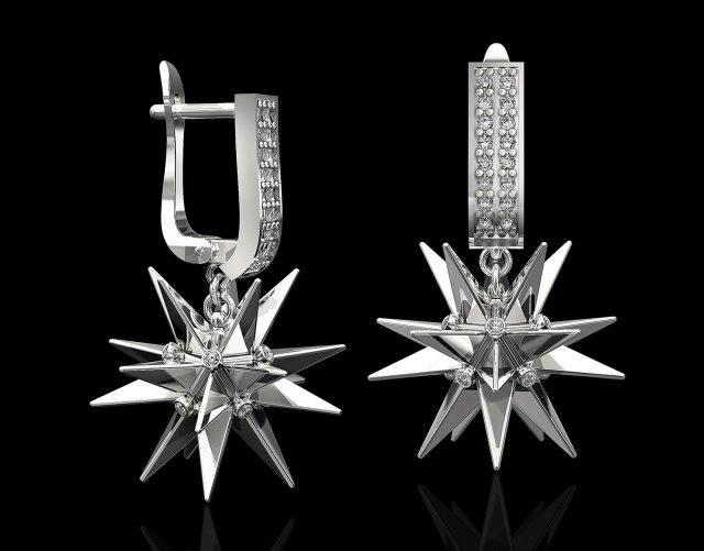 christmas star earrings 3D-Druckmodell .c4d .max .obj .3ds .fbx .stl .blend 