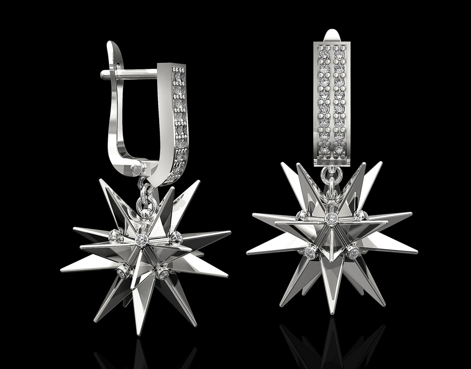 christmas star earrings 3D Print Model .c4d .max .obj .3ds .fbx .stl .blend