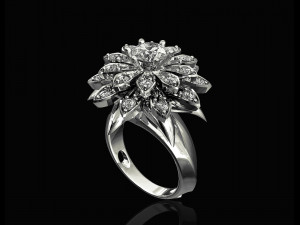 flower ring with gemstones 3D 打印模型
