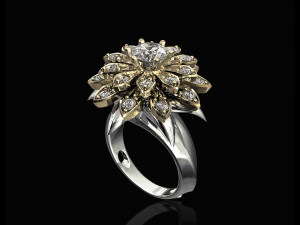 flower ring with gemstones 3D 打印模型