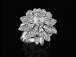 flower ring with gemstones 3D 打印模型