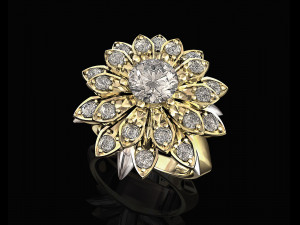 flower ring with gemstones 3D 打印模型