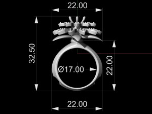 flower ring with gemstones 3D 打印模型