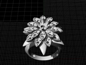 flower ring with gemstones 3D 打印模型