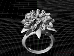 flower ring with gemstones 3D 打印模型
