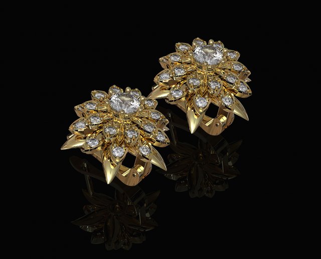 flower earrings 3D Принт Модель .c4d .max .obj .3ds .fbx .stl .blend 