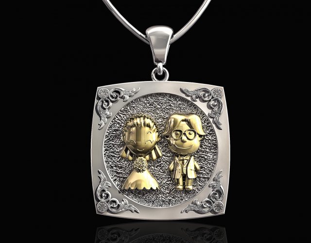 just married pendant-bride and groom Model Cetak 3D .c4d .max .obj .3ds .fbx .stl .blend