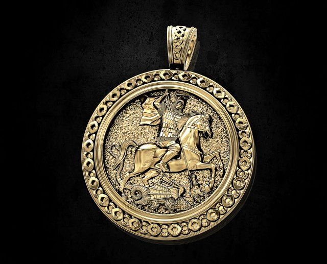 saint george-dragon hunter-pendant Modelo de Impressão 3D .c4d .max .obj .3ds .fbx .stl .blend