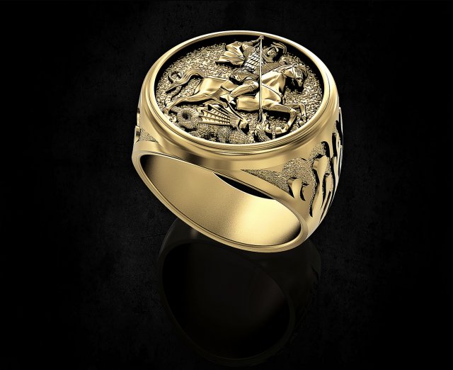 saint george-dragon hunter-ring 3D Print Model .c4d .max .obj .3ds .fbx .stl .blend 
