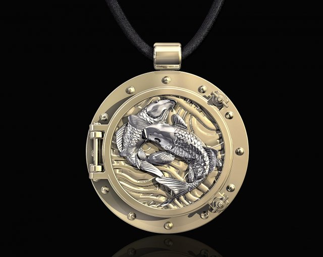 jumper fish in porthole-pendant 3D Baskı Modeli .c4d .max .obj .3ds .fbx .stl .blend 
