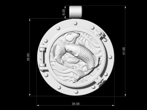 jumper fish in porthole-pendant 3D Baskı Modeli