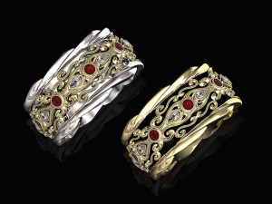 filigree ring with gems Modelo de Impressão 3D