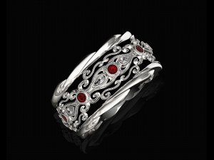 filigree ring with gems Modèles 3D en vedette