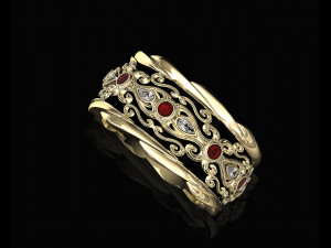 filigree ring with gems Modèles 3D en vedette