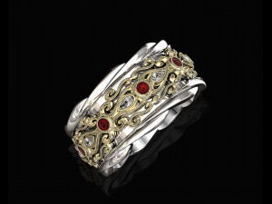 filigree ring with gems Modèles 3D en vedette