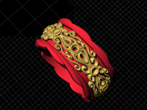 filigree ring with gems Modèles 3D en vedette