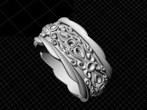 filigree ring with gems Modèles 3D en vedette