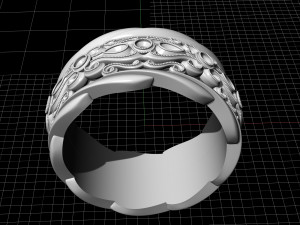 filigree ring with gems Modèles 3D en vedette