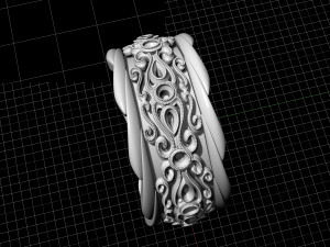filigree ring with gems Modèles 3D en vedette