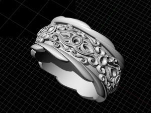 filigree ring with gems Modèles 3D en vedette