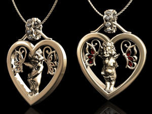 happy valentine with cupid pendant Modèles 3D en vedette