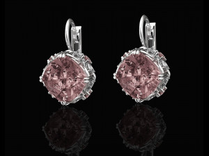 cushion gem earrings 3D Print Model