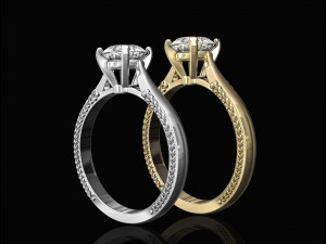 solitaire ring with filigree 3D 打印模型