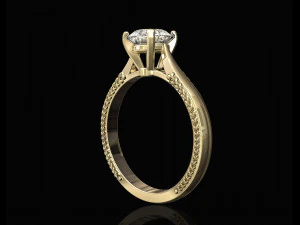 solitaire ring with filigree 3D Print Model
