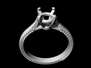 solitaire ring with filigree 3D Print Model