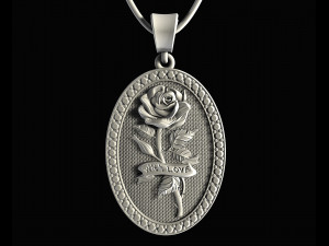 rose with love-pendant 3Dプリントモデル