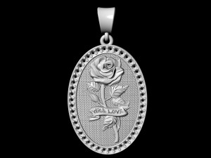 rose with love-pendant 3Dプリントモデル