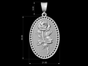 rose with love-pendant 3Dプリントモデル