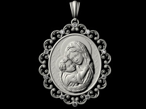 mary with jesus child pendant 3D Baskı Modeli