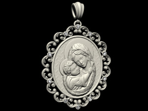 mary with jesus child pendant 3D Baskı Modeli