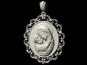 mary with jesus child pendant 3D Baskı Modeli
