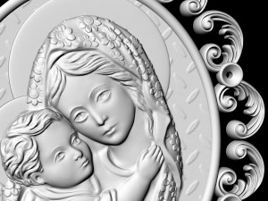 mary with jesus child pendant 3D Baskı Modeli