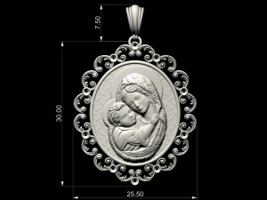 mary with jesus child pendant 3D Baskı Modeli