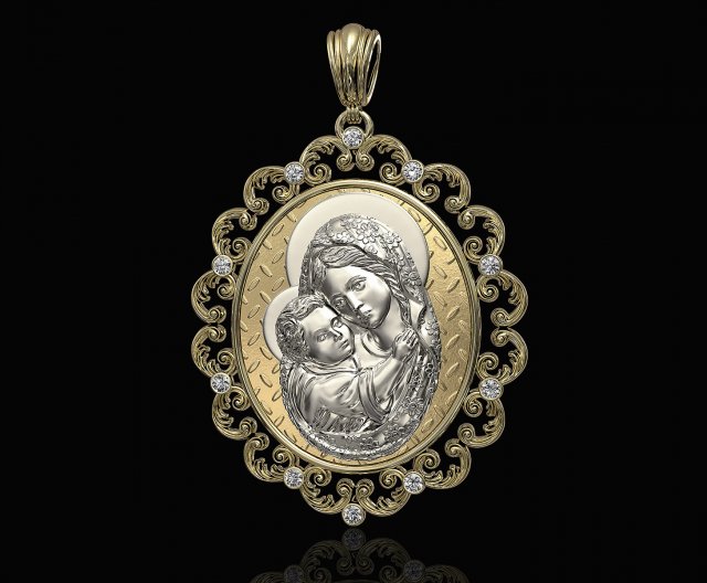 mary with jesus child pendant 3D Baskı Modeli .c4d .max .obj .3ds .fbx .stl .blend 