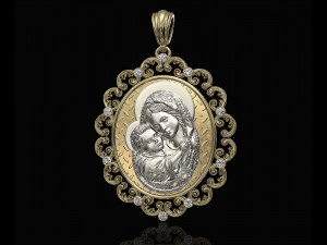 mary with jesus child pendant 3D Принт Модель
