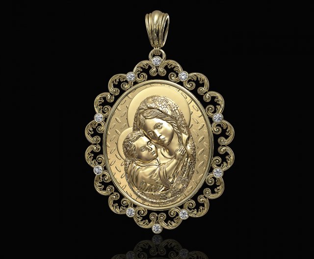 mary with jesus child pendant 3D in 3DExport