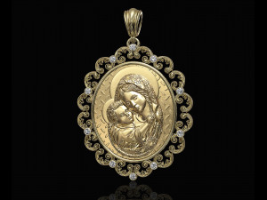 mary with jesus child pendant 3D Baskı Modeli