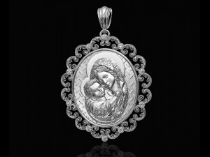 mary with jesus child pendant 3D Baskı Modeli