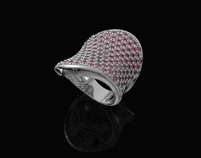 wave ring 3Dプリントモデル .c4d .max .obj .3ds .fbx .stl .blend