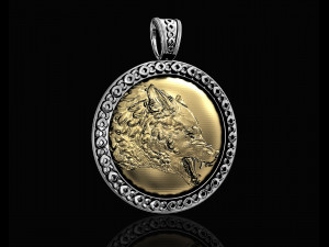 wolf pendant 3D प्रिंट मॉडल