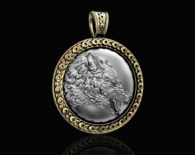 wolf pendant 3D Baskı Modeli .c4d .max .obj .3ds .fbx .stl .blend