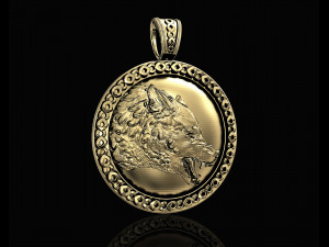 wolf pendant 3D प्रिंट मॉडल