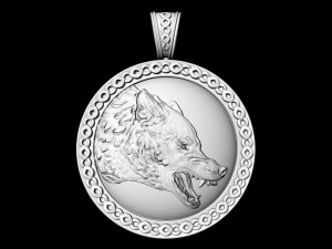 wolf pendant 3D प्रिंट मॉडल
