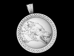 wolf pendant 3D प्रिंट मॉडल