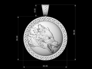 wolf pendant 3D प्रिंट मॉडल