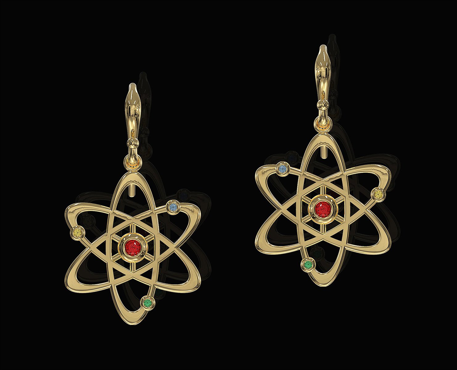 Atom Earrings 3d Model In Earrings 3dexport